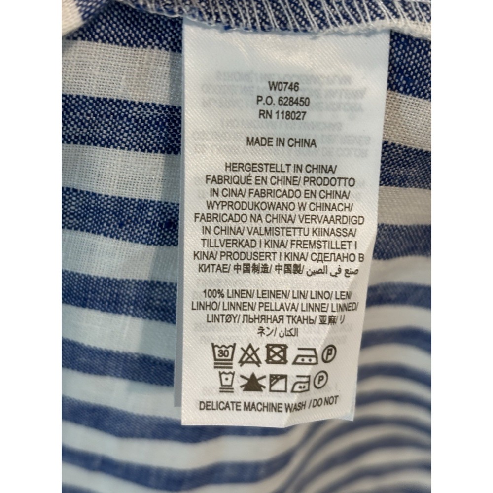 Boden Evie Blue White Striped Linen Short Sleeve Shirt Dress Pockets 6 P No Belt - Picture 10 of 11